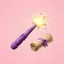 3D claymation icon of a purple magic wand and parchment